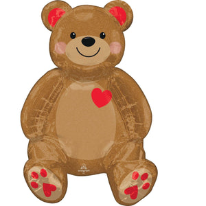 CI: Multi-Balloon Sitting Teddy & Love Hearts A75