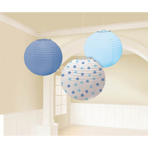 Baby Boy Blue Round Paper Lanterns Pack of 3