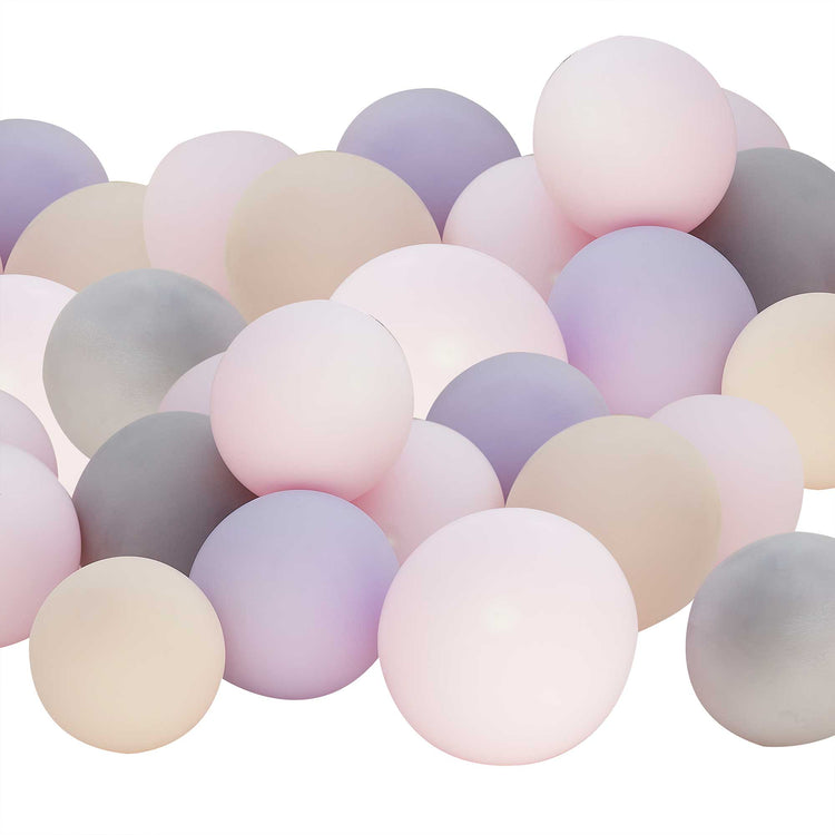 Ginger Ray Balloon Pack 12cm Pink, Grey & Lilac Pack of 40