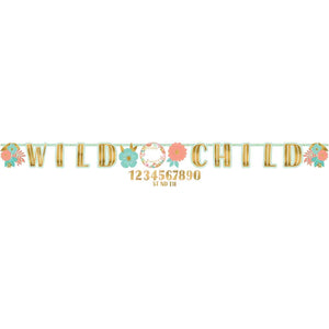 Boho Birthday Girl Wild Child Jumbo Add an Age Letter Banner