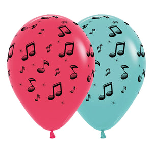 Sempertex 30cm Music Notes Fashion Assorted Latex Balloons, 12PK Pack of 12