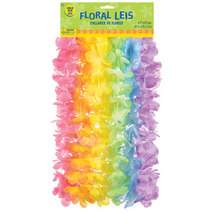 Floral Rainbow Leis Child Size Value Pack Pack of 6