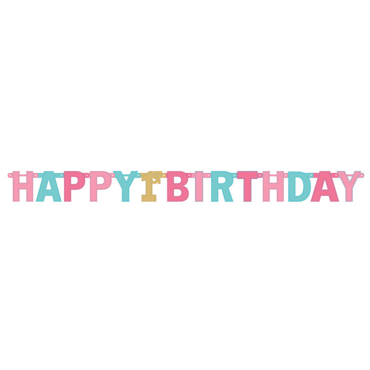 1st Birthday Pink Jumbo Foil Letter Banner