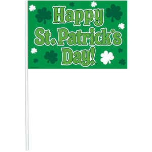 St Patricks Day Plastic Flags Pack of 12