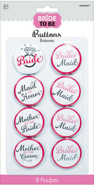 Elegant Bride Badges Pack of 8