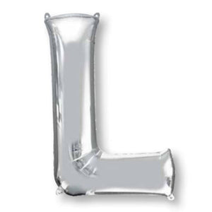 Silver 86cm Letter L Supershape Foil Balloon