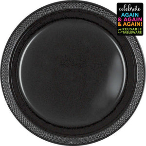 Premium Plastic Plates 17cm 20 Pack - Jet Black Pack of 20