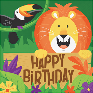 Jungle Safari Lunch Napkins Happy Birthday Pack of 16
