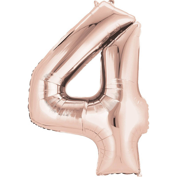 Rose Gold 83cm Number 4 Super Shape Balloon