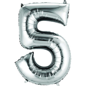 Silver 40cm Number 5 Balloon