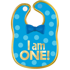 1st Birthday Blue Fabric Bib