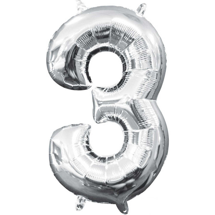 Silver 40cm Number 3 Balloon