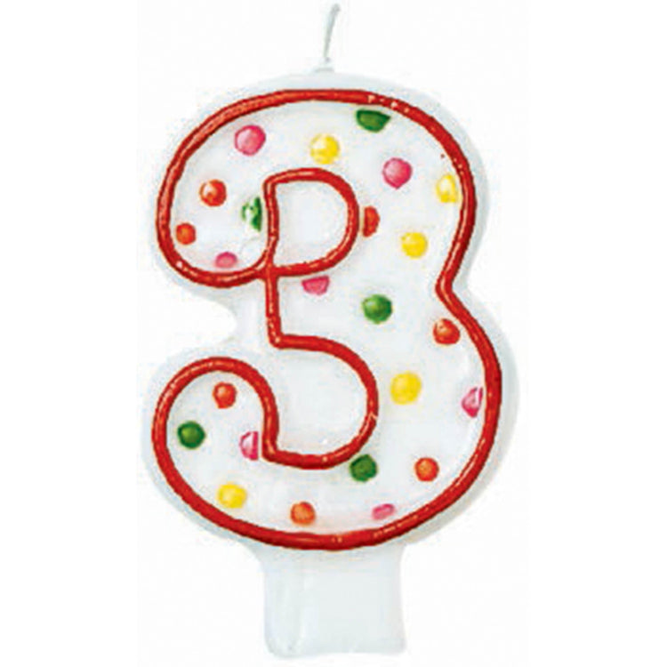 Candle Numeral Polka Dots #3