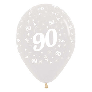 Sempertex 30cm Age 90 Crystal Clear Latex Balloons Pack of 25