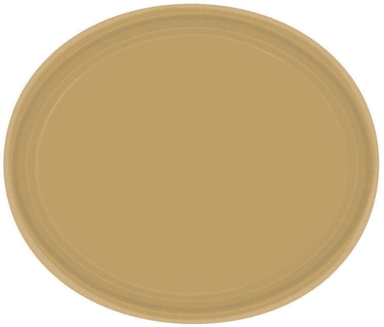 Paper Plates Oval 30cm Gold Pack of 20