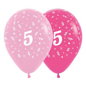 Sempertex 30cm Age 5 Fashion Pink Assorted Latex Balloons, 6PK Pack of 6