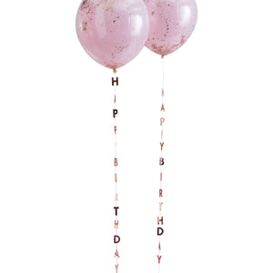 Mix It Up Balloon Tail Happy Birthday Rose Gold Pack of 5