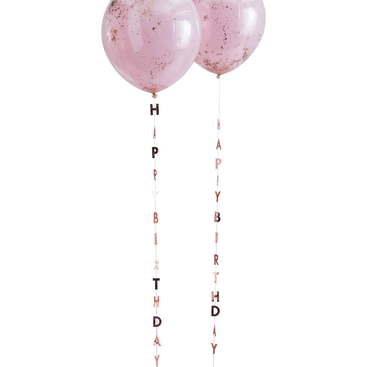 Mix It Up Balloon Tail Happy Birthday Rose Gold Pack of 5