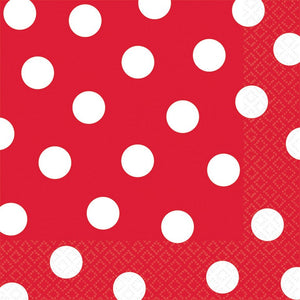 Dots Lunch Napkins Apple Red Pack of 16