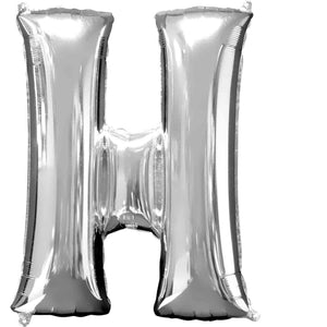 Silver 86cm Letter H Supershape Foil Balloon