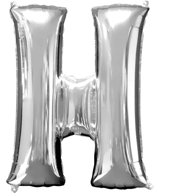 Silver 86cm Letter H Supershape Foil Balloon