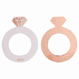 Blush Hen Drink Markers Ring Shaped Rose Gold Foil Pack of 10