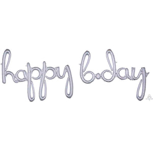 CI: Script Phrase happy bday Silver Holographic P70