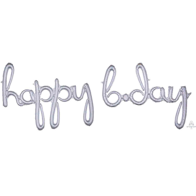 CI: Script Phrase happy bday Silver Holographic P70