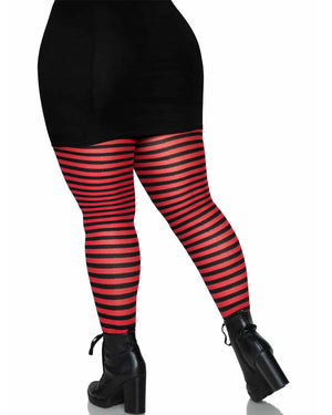 Black and Red Striped Plus Size Tights