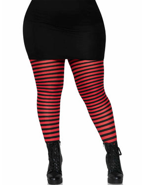 Black and Red Striped Plus Size Tights