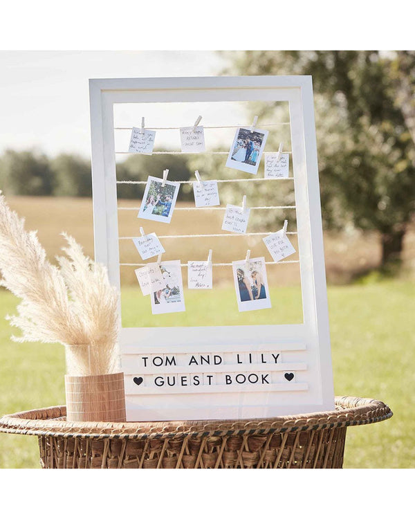 Botanical Wedding Alternative Guest Book Frame with Pegs, String & letter Board to Customise