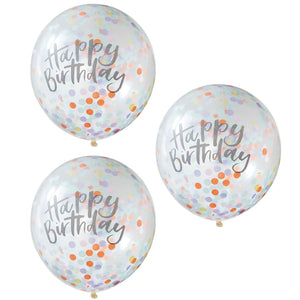 Pastel Party Confetti Balloons 30cm Happy Birthday Pack of 5