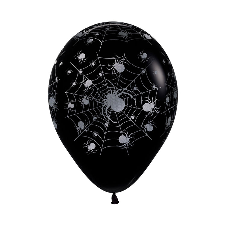 Sempertex 30cm METALink Silver Spiders Fashion Black Latex Balloons, 12PK Pack of 12