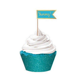 Cupcake Kit Caribbean Blue Hot Stamp & Glitter Pack of 24