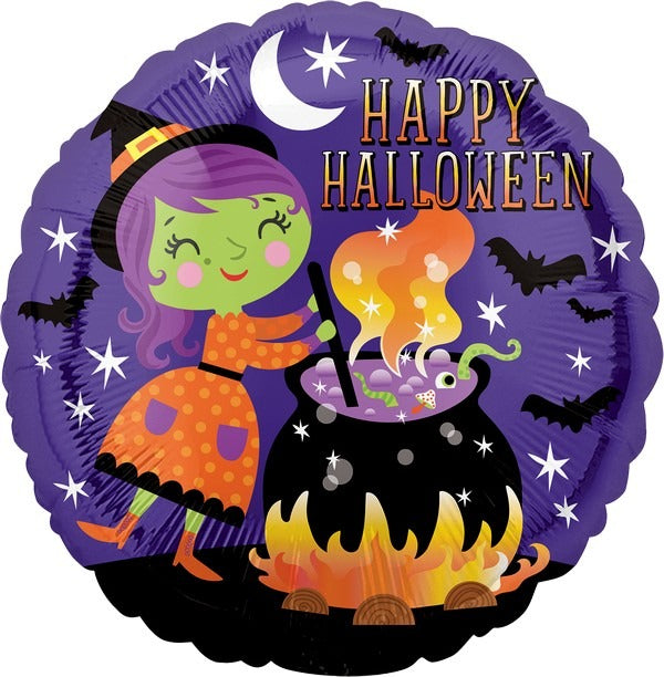 45cm Standard HX Happy Halloween Witch and Cauldron S40