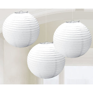 White Round Paper Lanterns Pack of 3