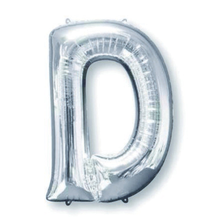 Silver 86cm Letter D Supershape Foil Balloon