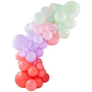 Dino Pink Balloon Arch With Confetti Balloons Pastel Pack of 78