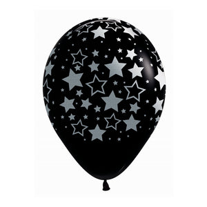 Sempertex 30cm METALink Bold Stars Fashion Black Latex Balloons 25PK Pack of 25