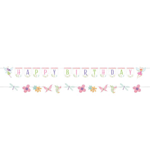 Fairy Forest Shaped Ribbon Banner Happy Birthday 8cm x 1.7m Pack of 2