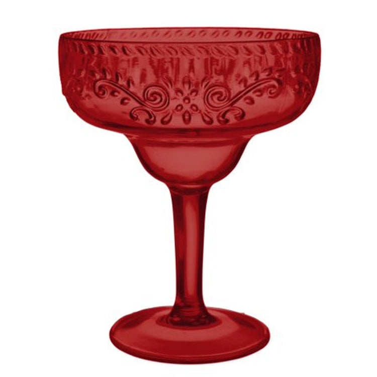 Fiesta Margarita Glass Dark Red Floral Debossed Finish