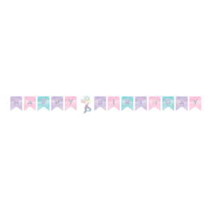 Mermaid Shine Iridescent Happy Birthday String Banner 15cm x 1.63m
