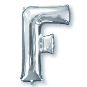 Silver 86cm Letter F Supershape Foil Balloon