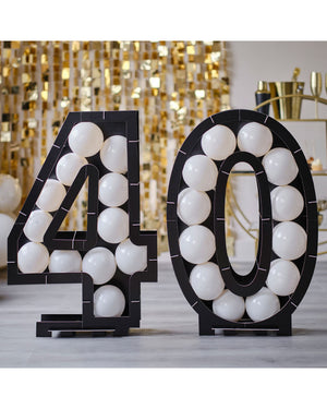 Champagne Noir Black 40th Balloon Mosaic Frame Decoration