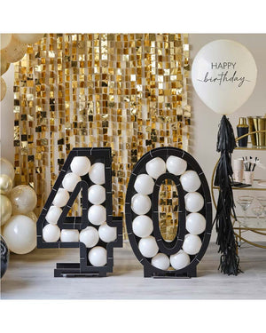 Champagne Noir Black 40th Balloon Mosaic Frame Decoration