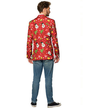 Light Up Red Christmas Icons Mens Suitmeister Jacket