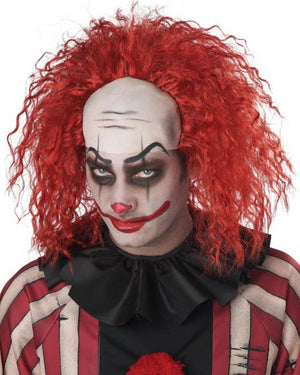 Clown Pattern Baldness Bald Cap Red Wig