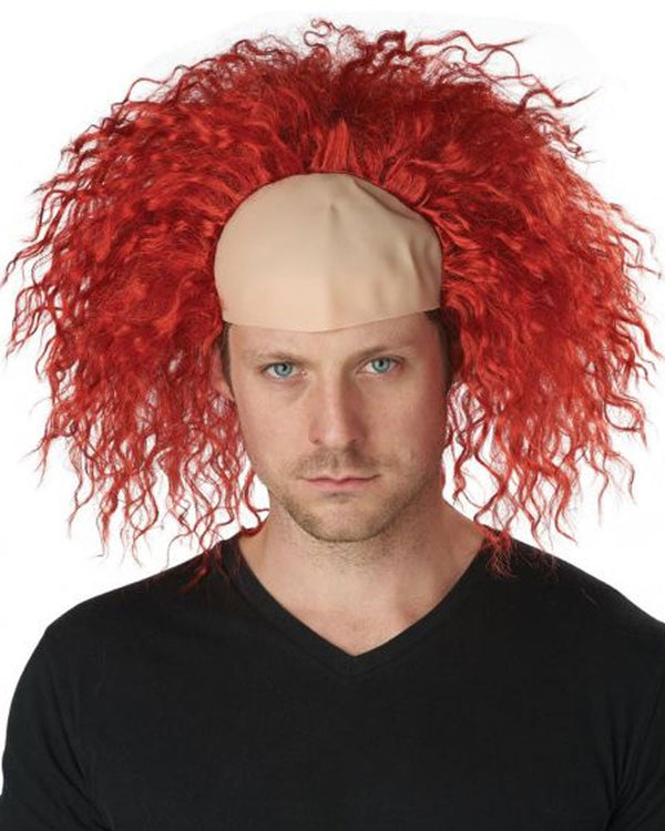 Clown Pattern Baldness Bald Cap Red Wig
