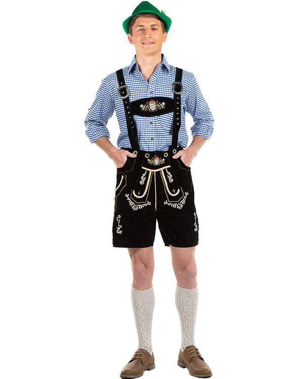 Oskar Deluxe Black Lederhosen Plus Size Mens Costume