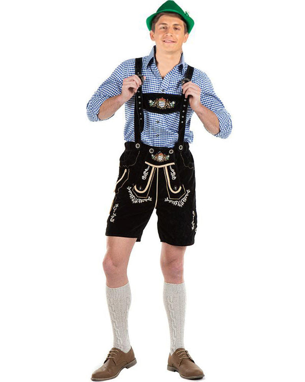 Oskar Deluxe Black Lederhosen Plus Size Mens Costume